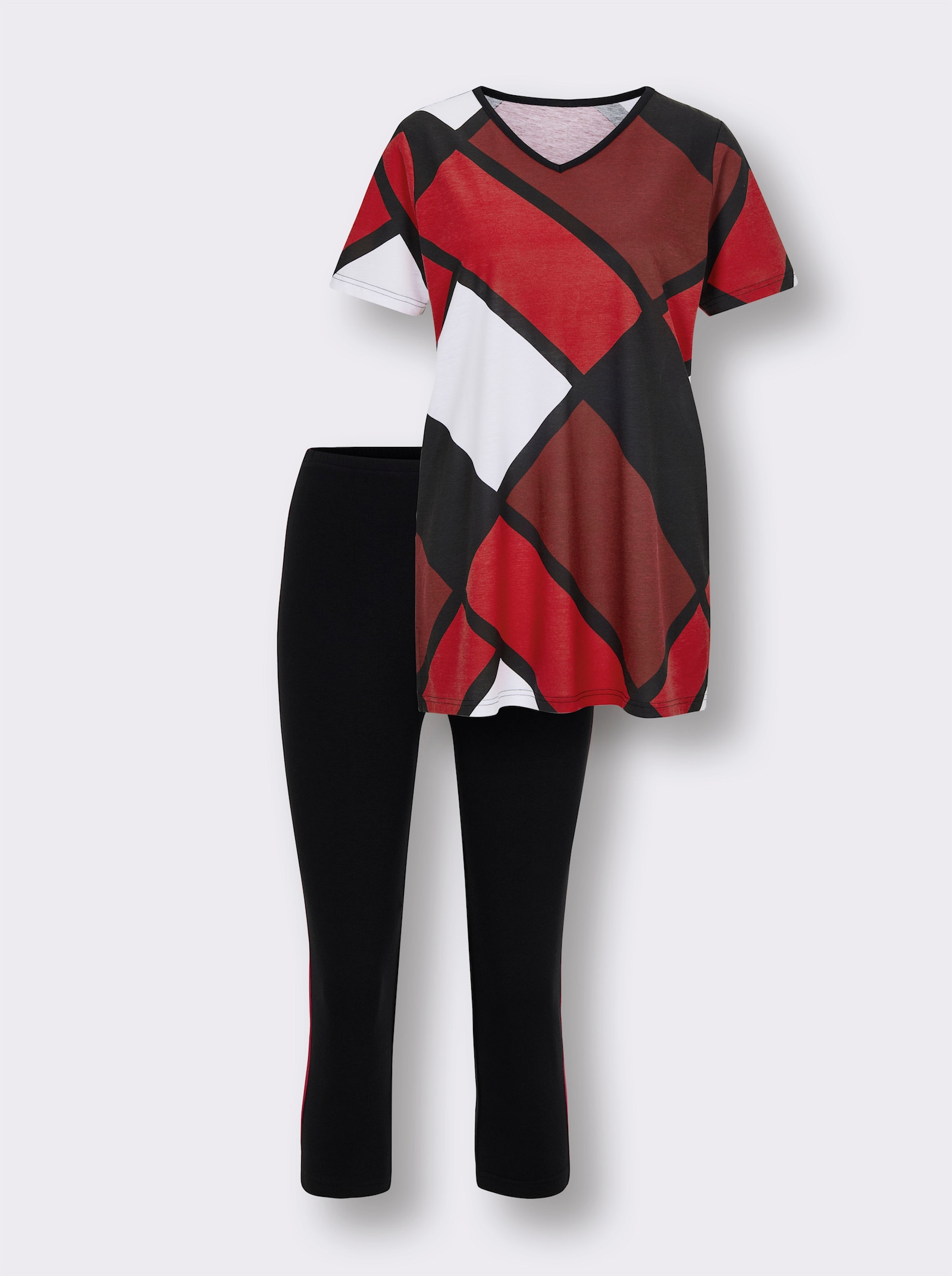 wäschepur Pyjama court avec motif graphique - noir-rouge imprimé