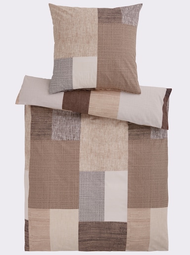 heine home Bettwäsche mit Grafik-Dessin - beige-hellgrau-bedruckt