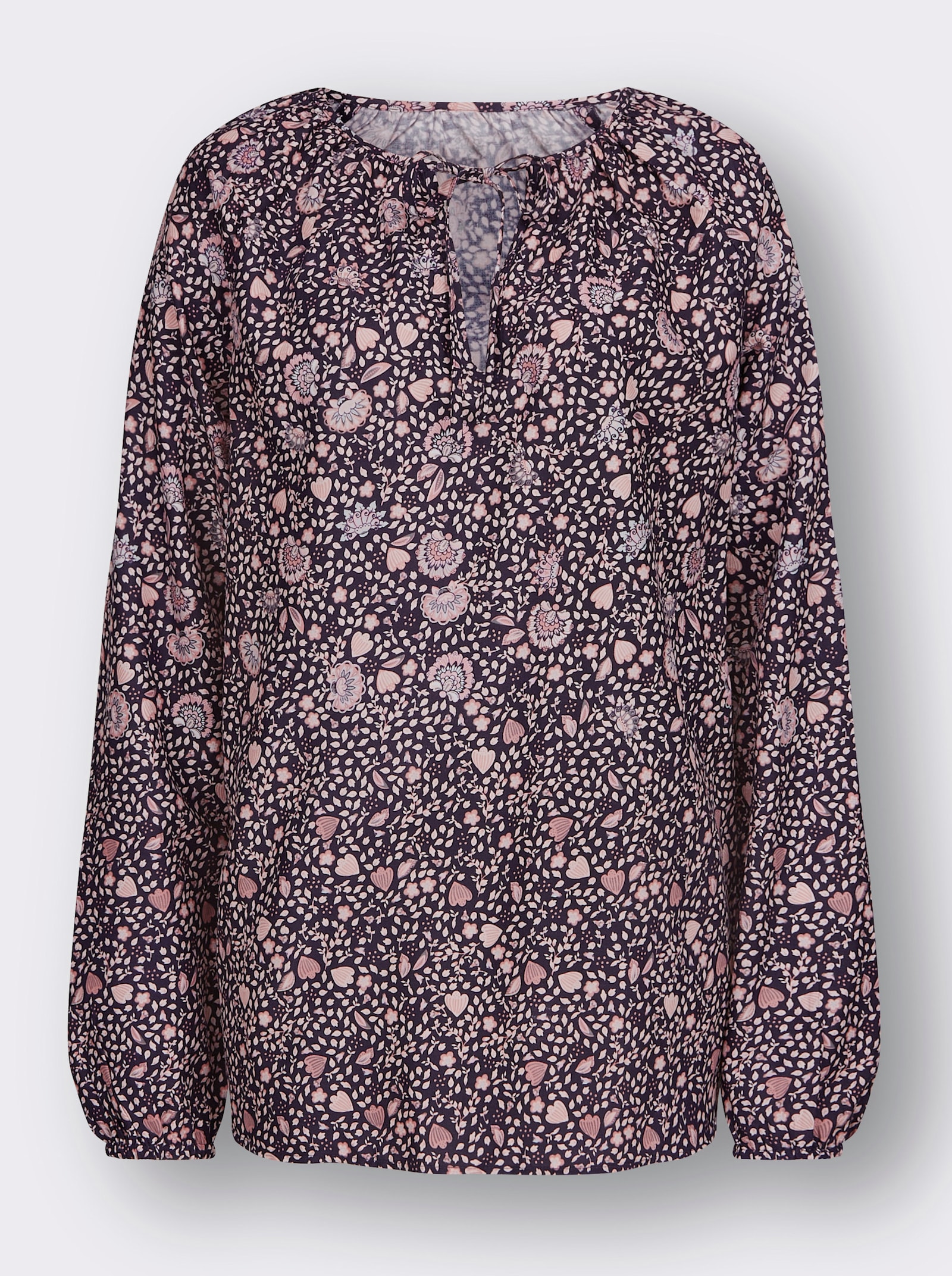 Tunika im floralen Verlaufsmuster - marine-rosenholz-bedruckt