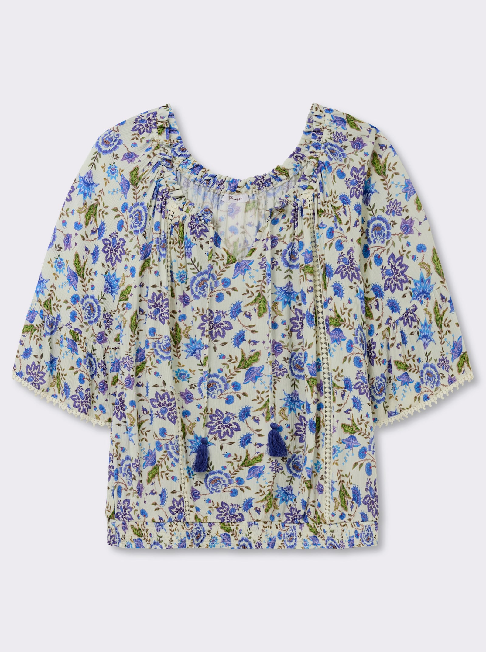 sheego by Joe Browns Tunika im Boho-Look - champagner-royalblau-gemustert