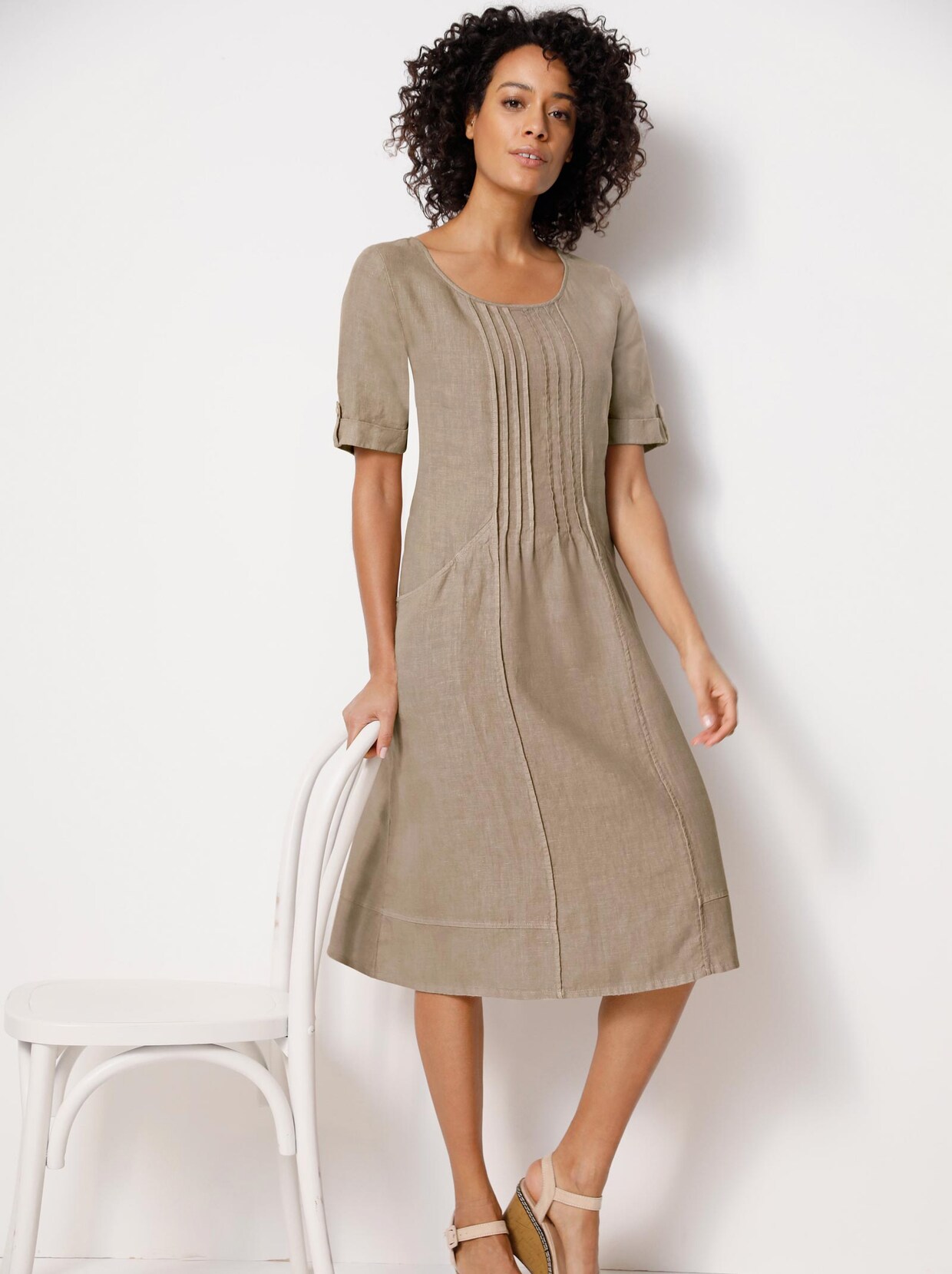 Creation L Premium Leinen-Kleid - sesam