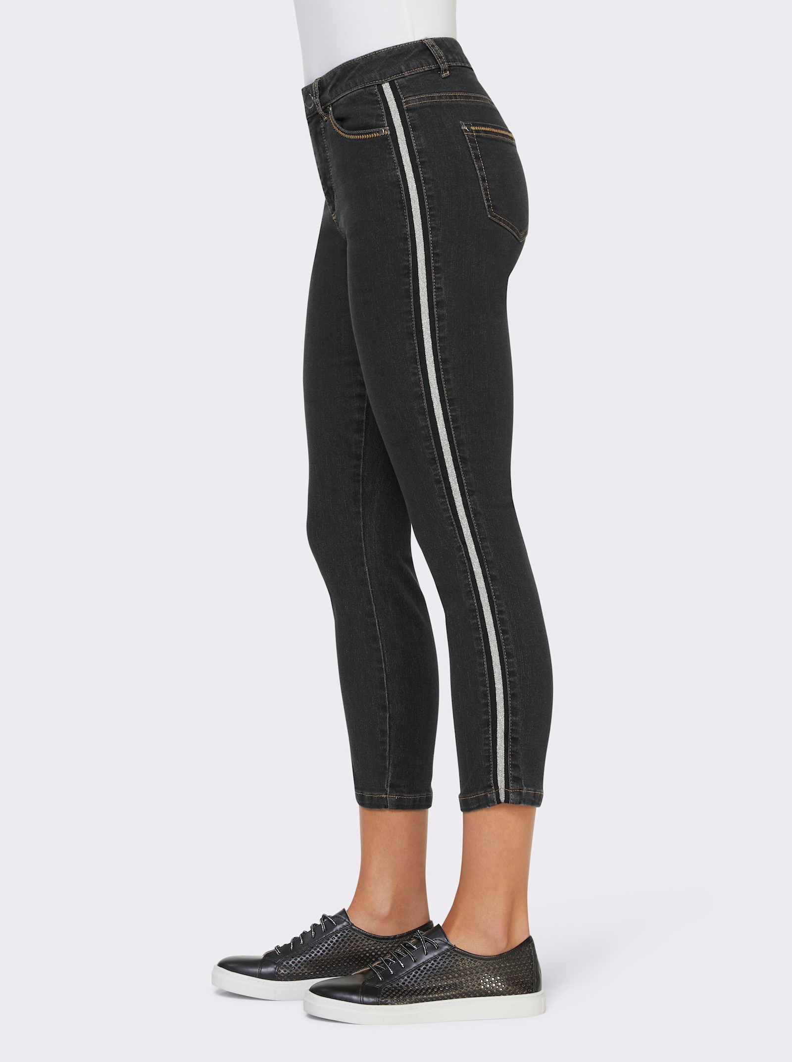 heine 7/8-Jeans mit Glitzerstreifen - graphit denim