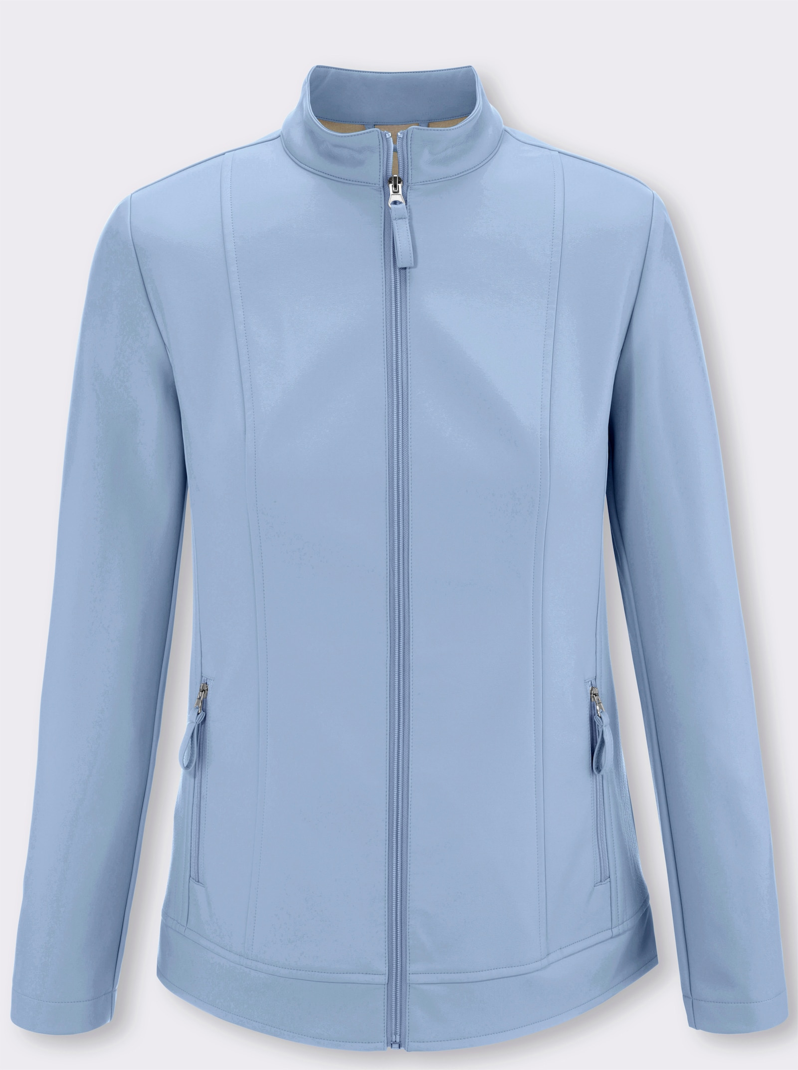 Koženková bunda s povrchovou úpravou z PU, ľahká údržba - bledomodrá