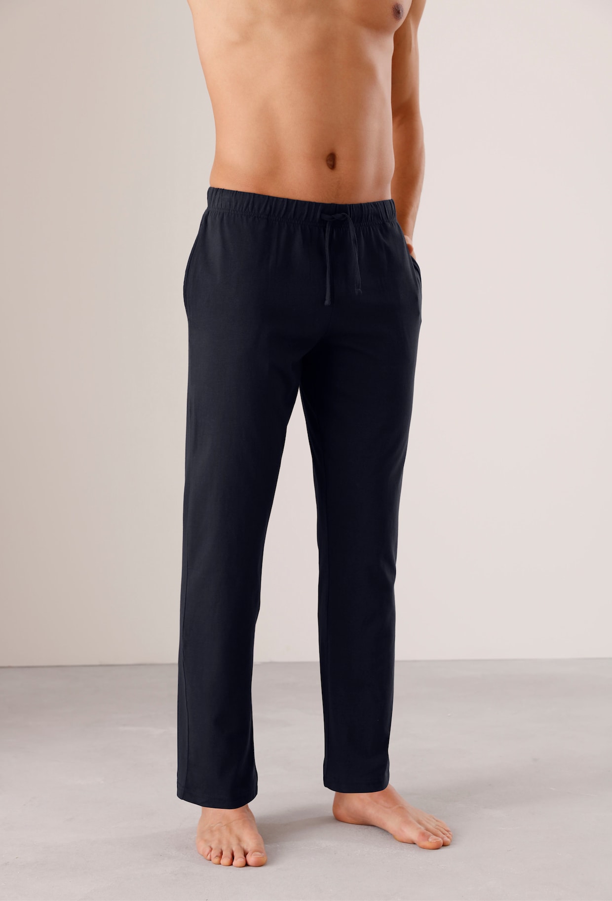 Freizeithose - grau-meliert + marine
