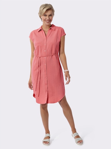 Hemdblusenkleid mit Bindegürtel - flamingo