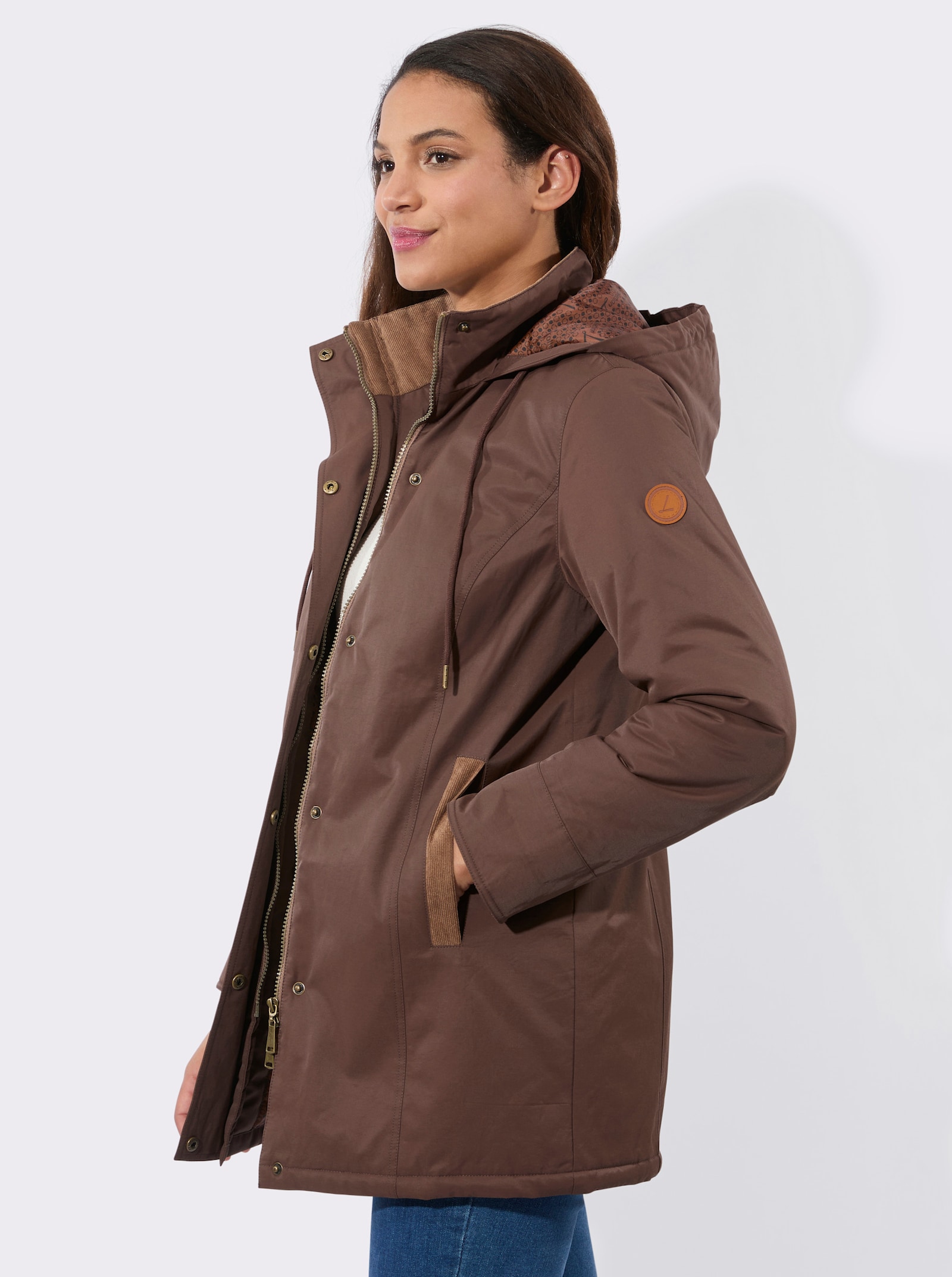 Canvasjacke mit Stehkragen - schoko