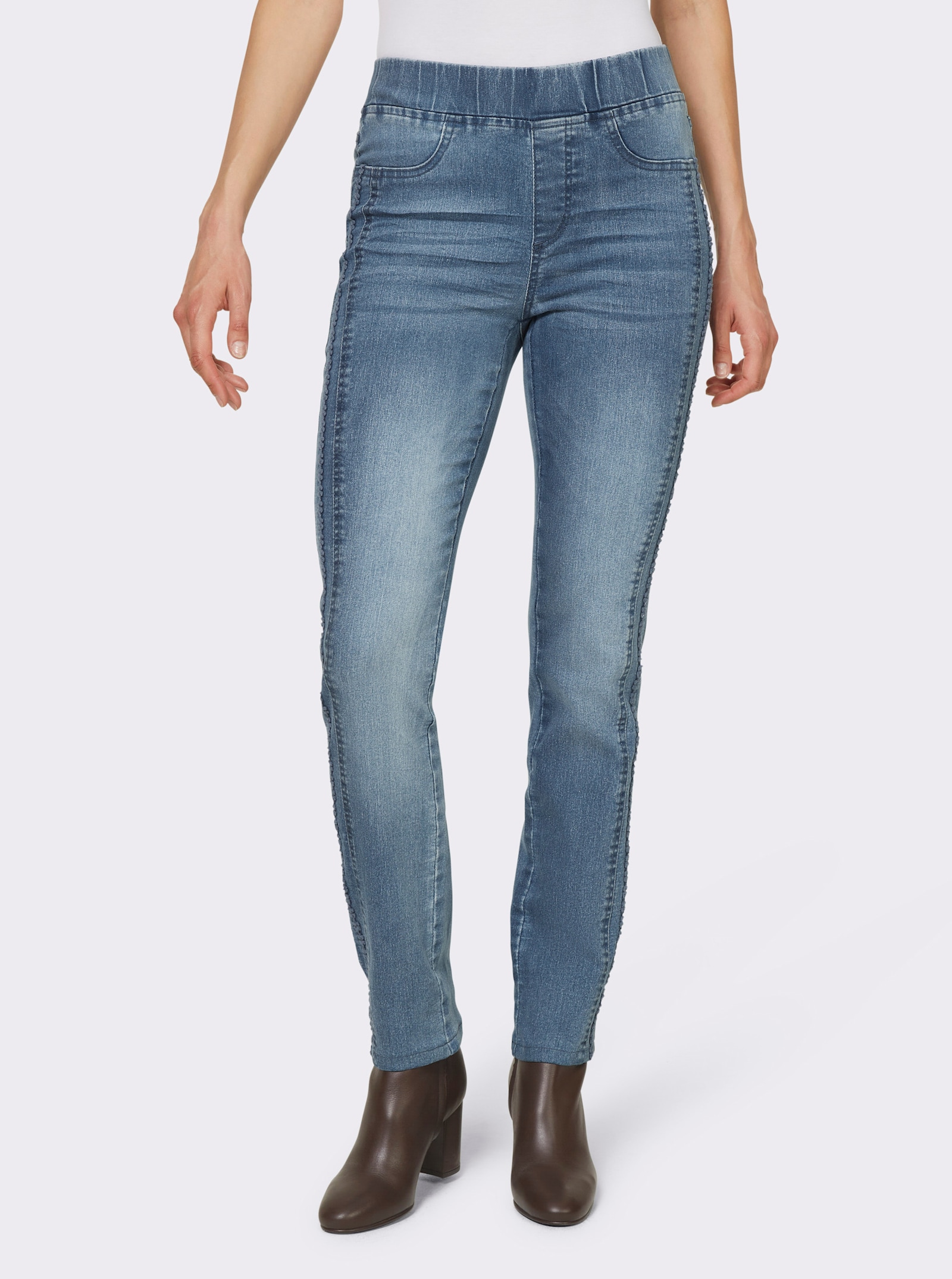 heine Jeans mit Zierstreifen, seitlich - blue-bleached