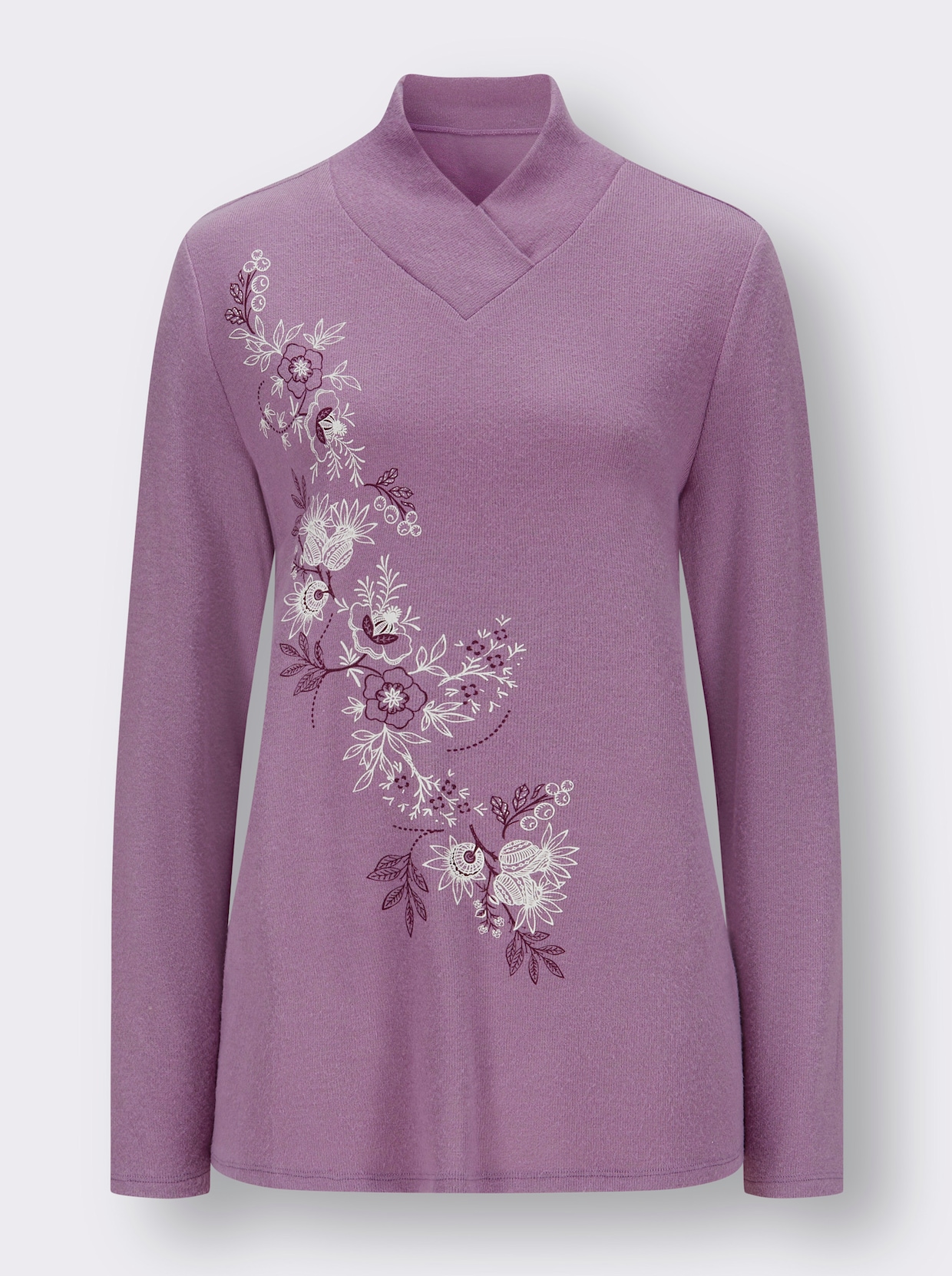 Langarmshirt - orchidee-malve-bedruckt