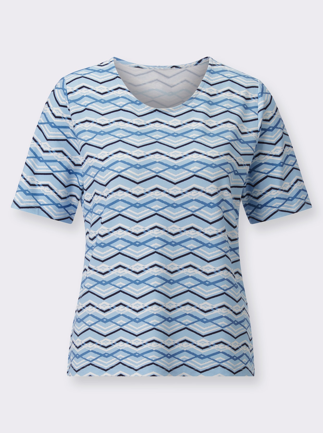 Shirt - ijsblauw/marine bedrukt