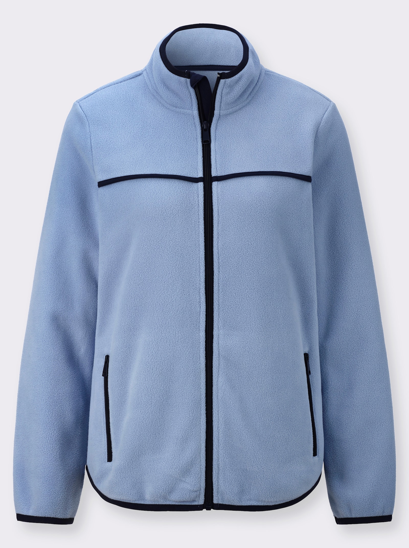 Fleecejacke mit Kontrast-Paspelierung - bleu-marine