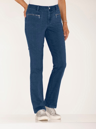 Jeans mit Reißverschluss-Taschen - blue-stone-washed