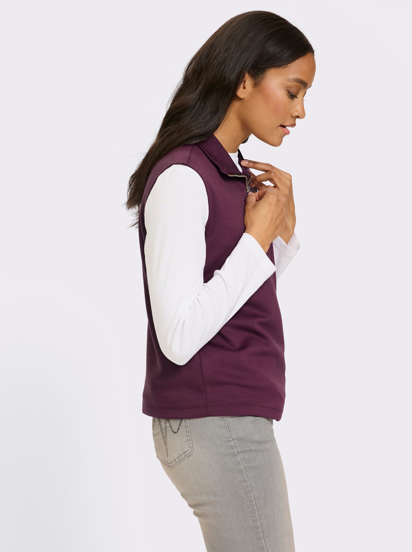 heine Shirt mit Reißverschluss - burgund