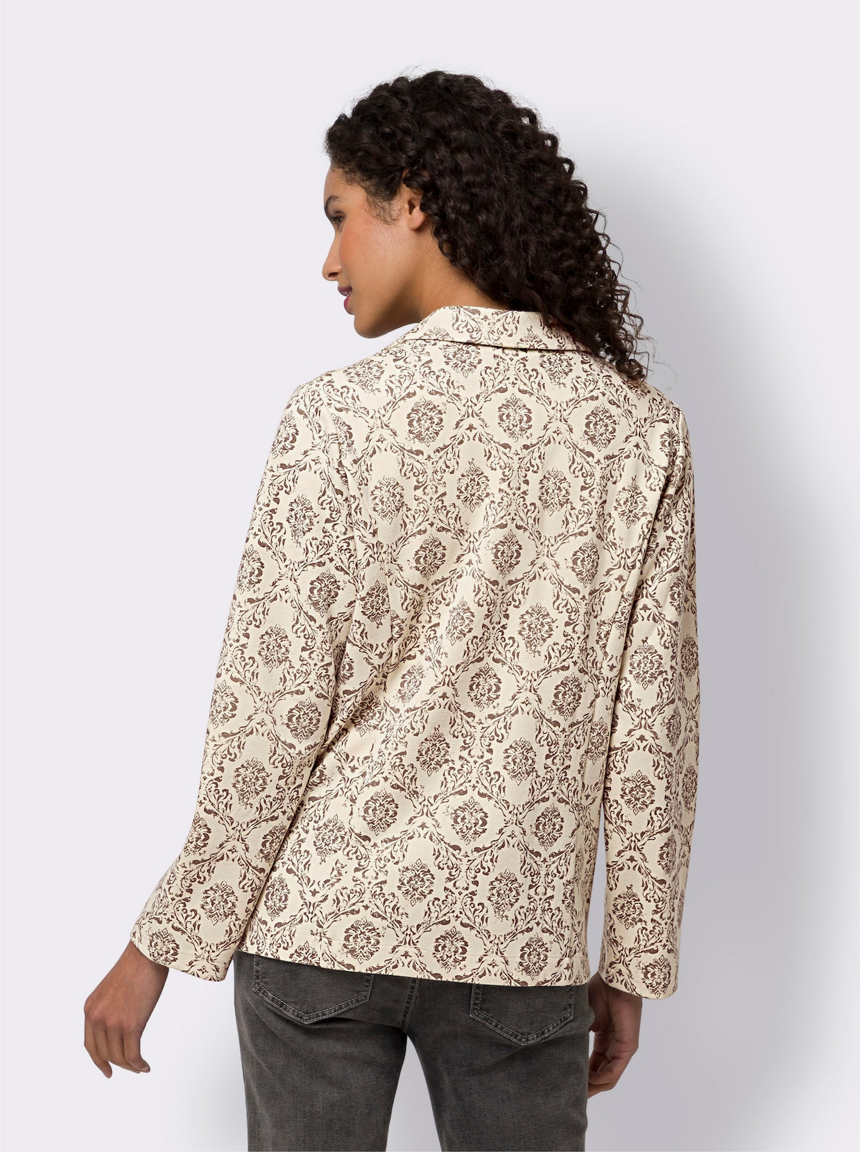 heine Jersey blazer - zand/donkertaupe bedrukt
