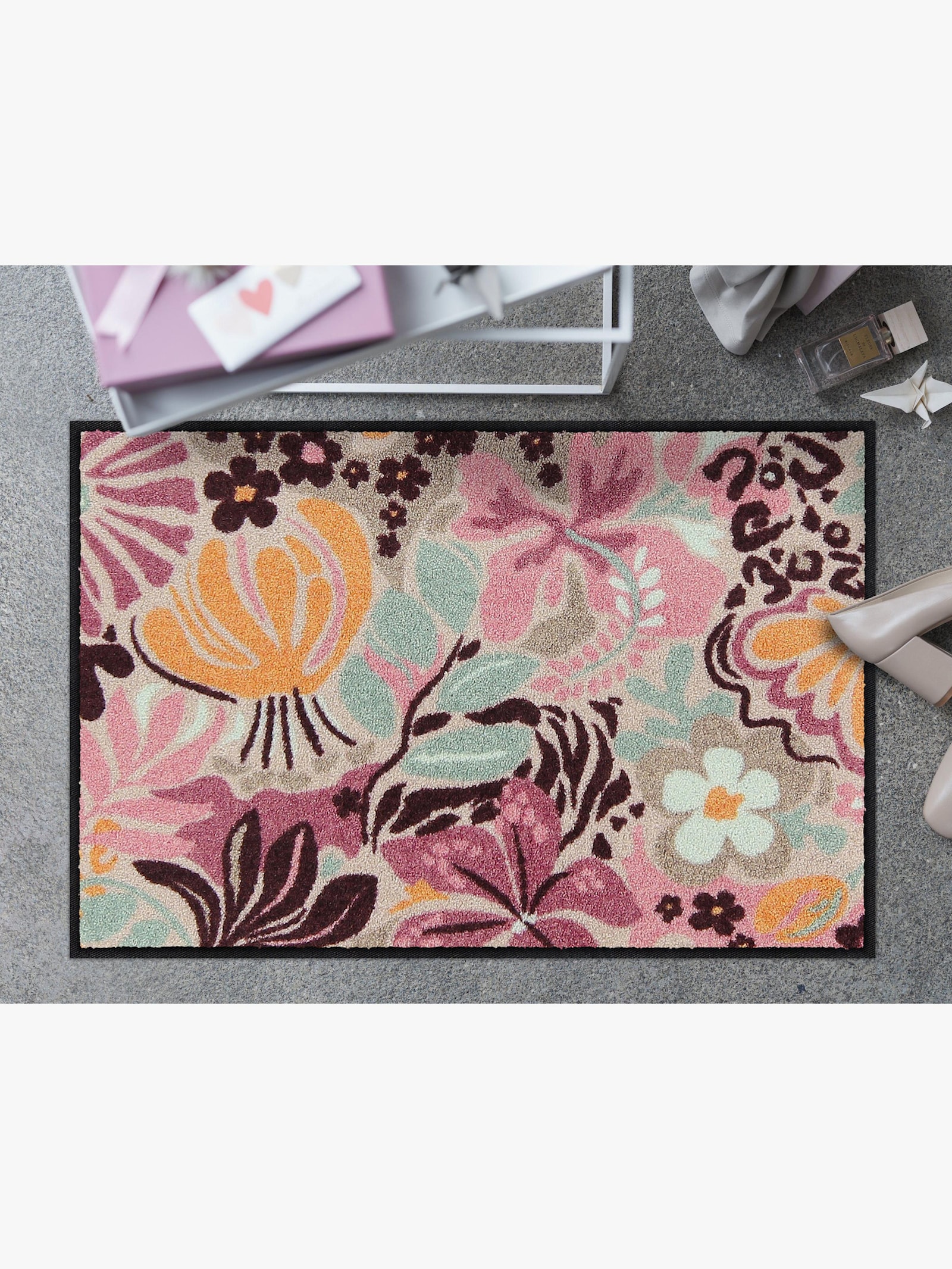 Salonloewe Fußmatte - hortensie-burgund-gemustert