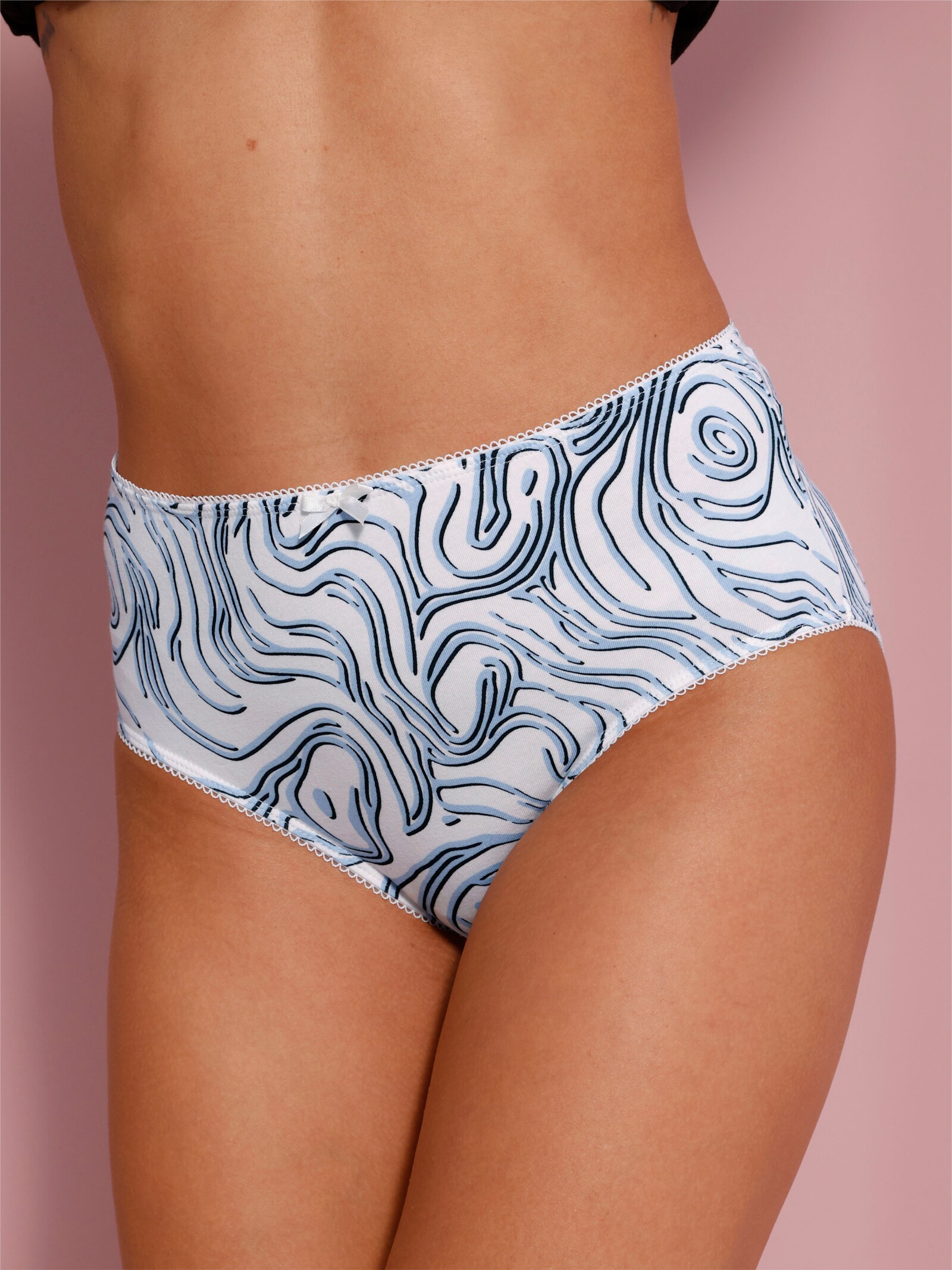 Hüftslip in der 4-Stück-Packung - ecru-bedruckt + eisblau + ecru + schwarz