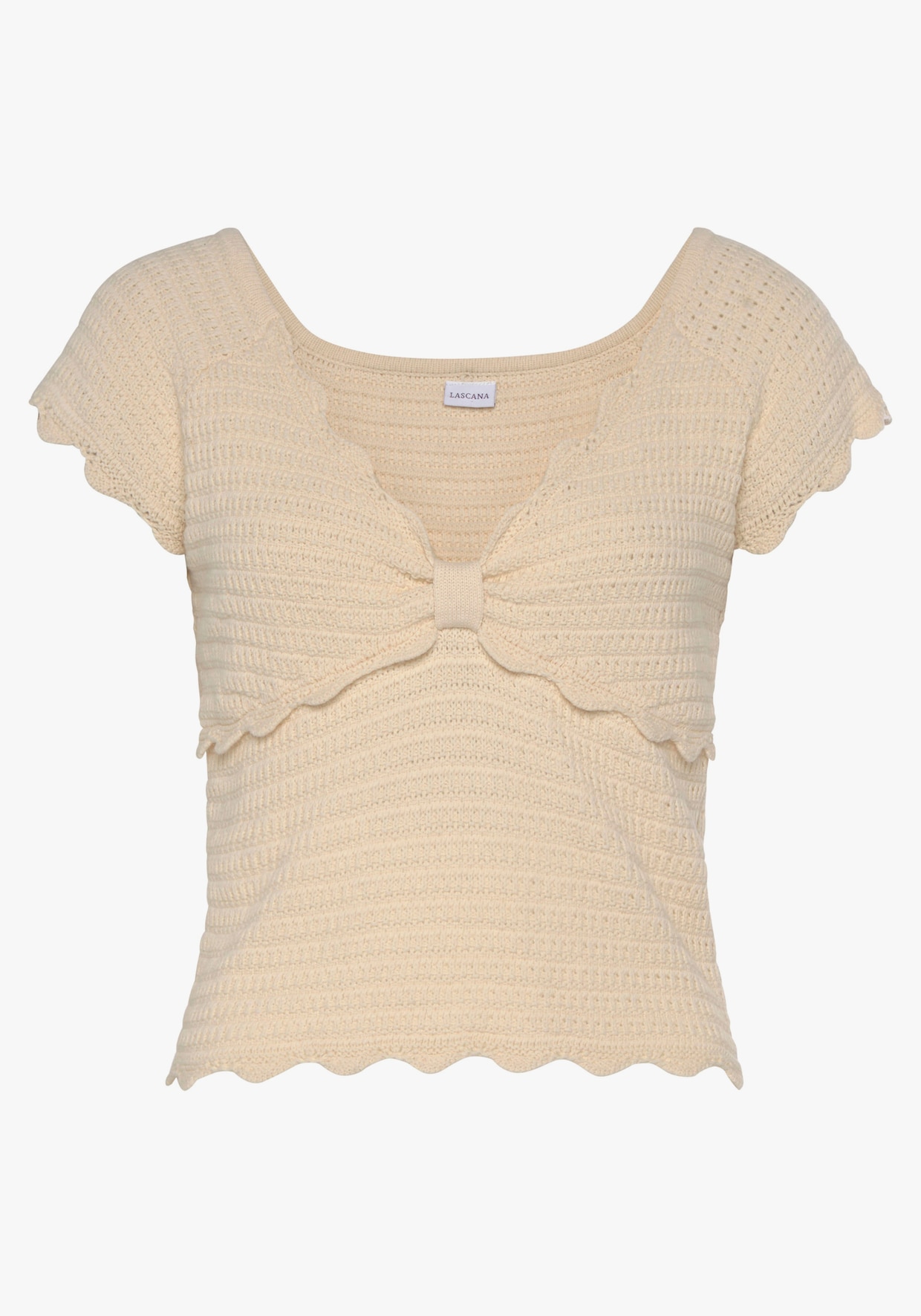 Vivance Kurzarmpullover - beige