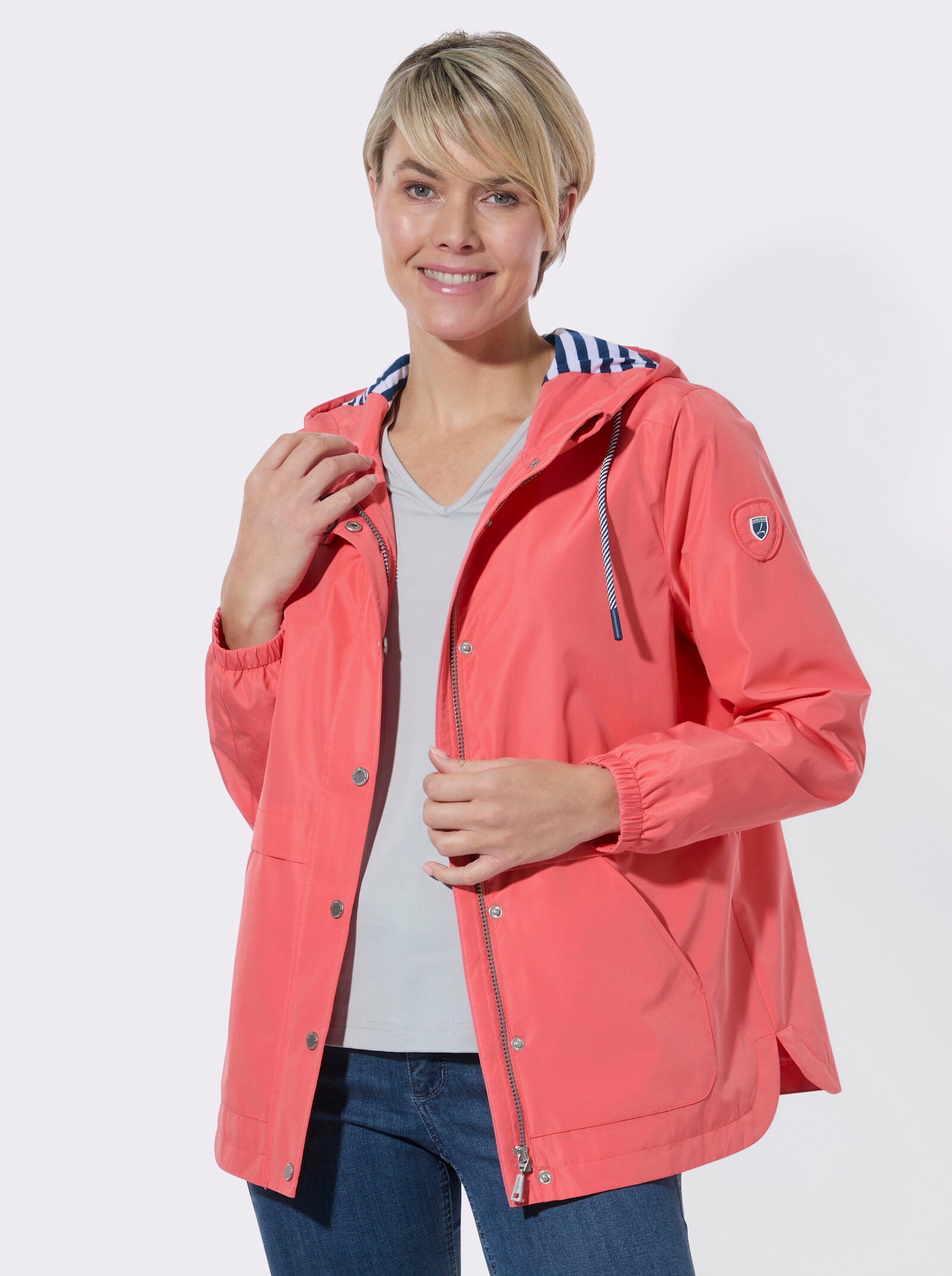 Übergangsjacke mit Kapuze - koralle