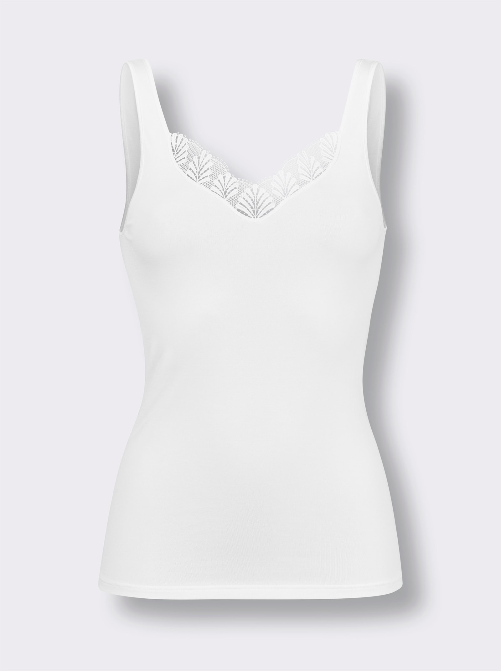 Mey Achselhemd mit Spitze - weiß