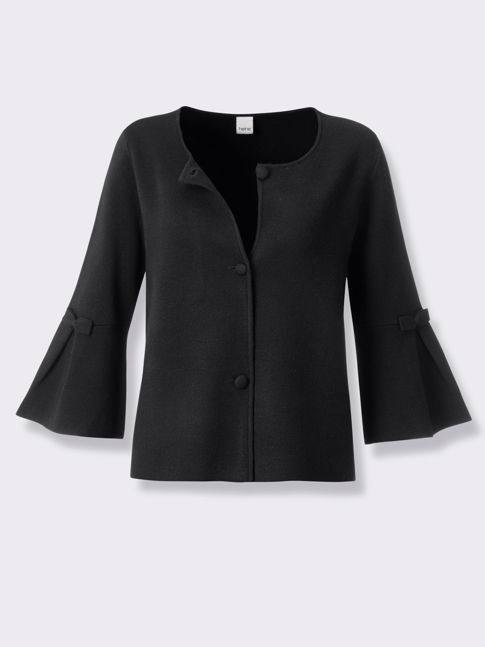 heine Strickjacke mit Trompeten-Ärmeln - schwarz