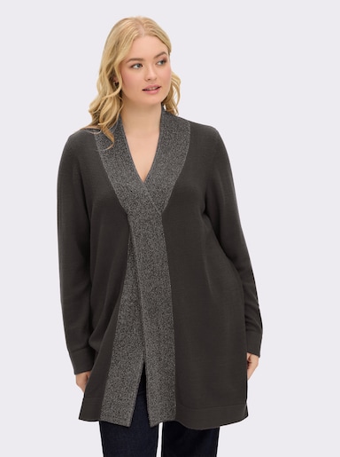 sheego Lange pullover - grafiet/grijs gemêleerd