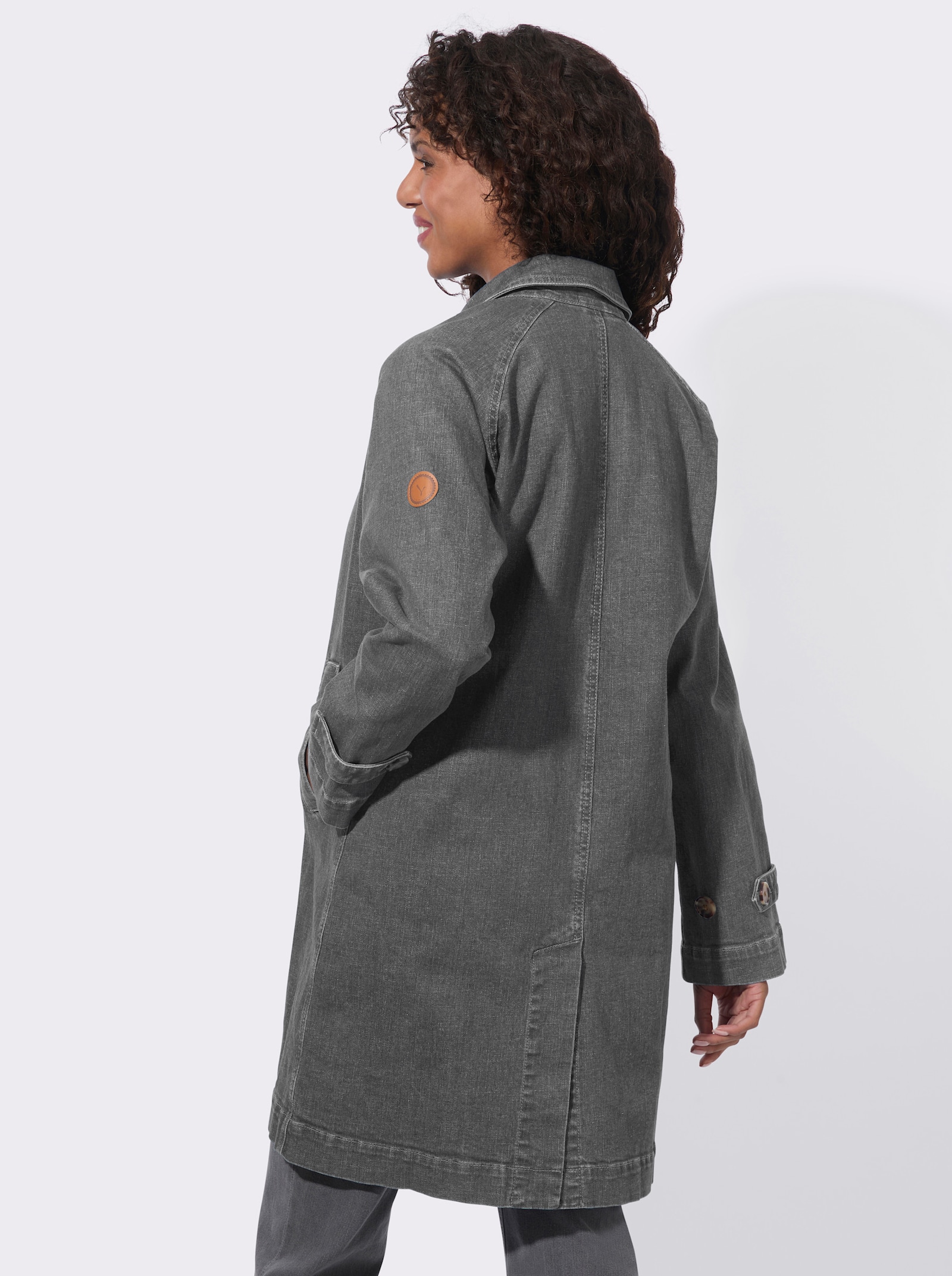 Kurzmantel aus weichem Denim - stone-grey-denim