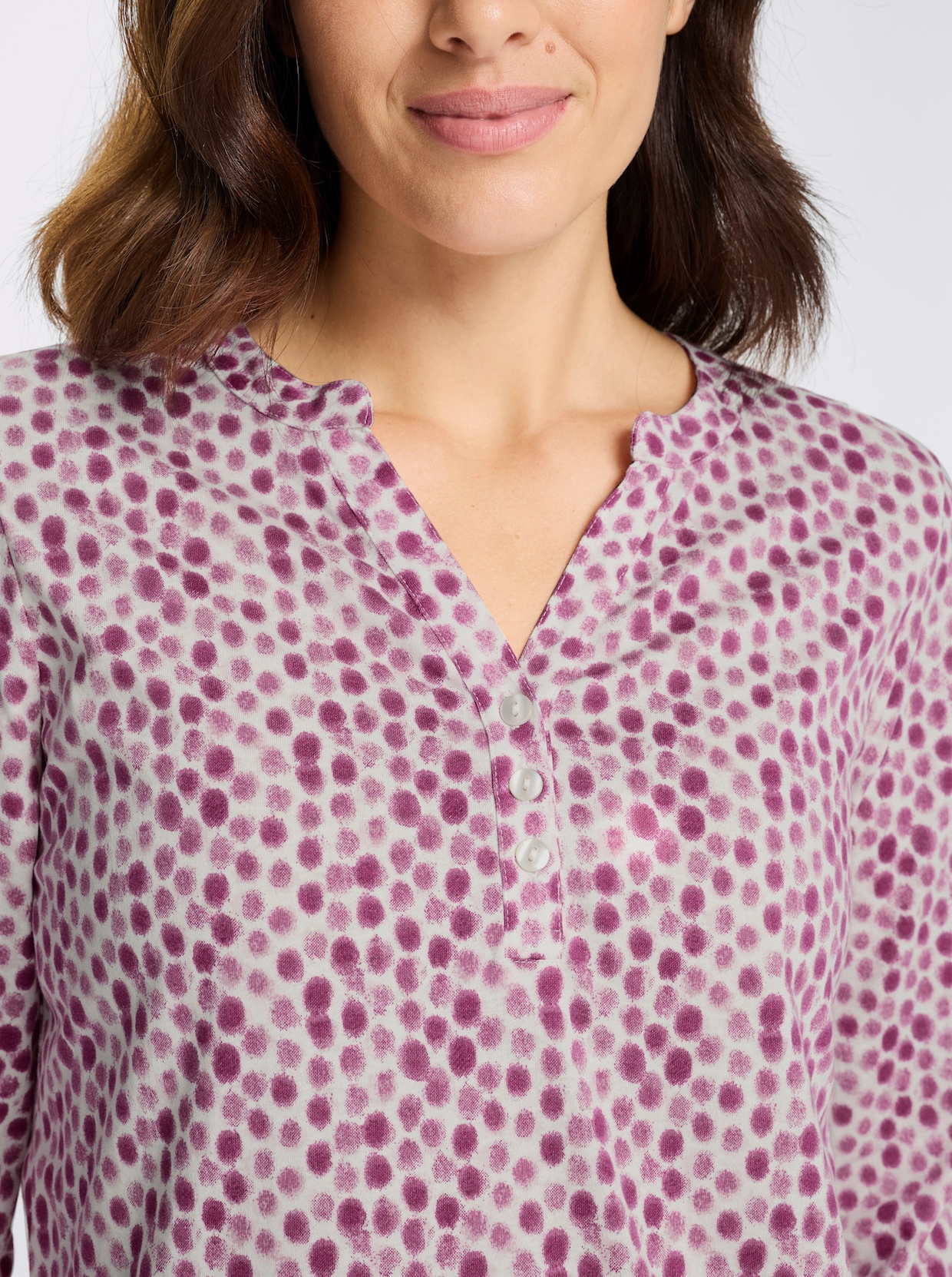 3/4-Arm-Shirt mit Fake-Bordüre - erika-ecru-bedruckt