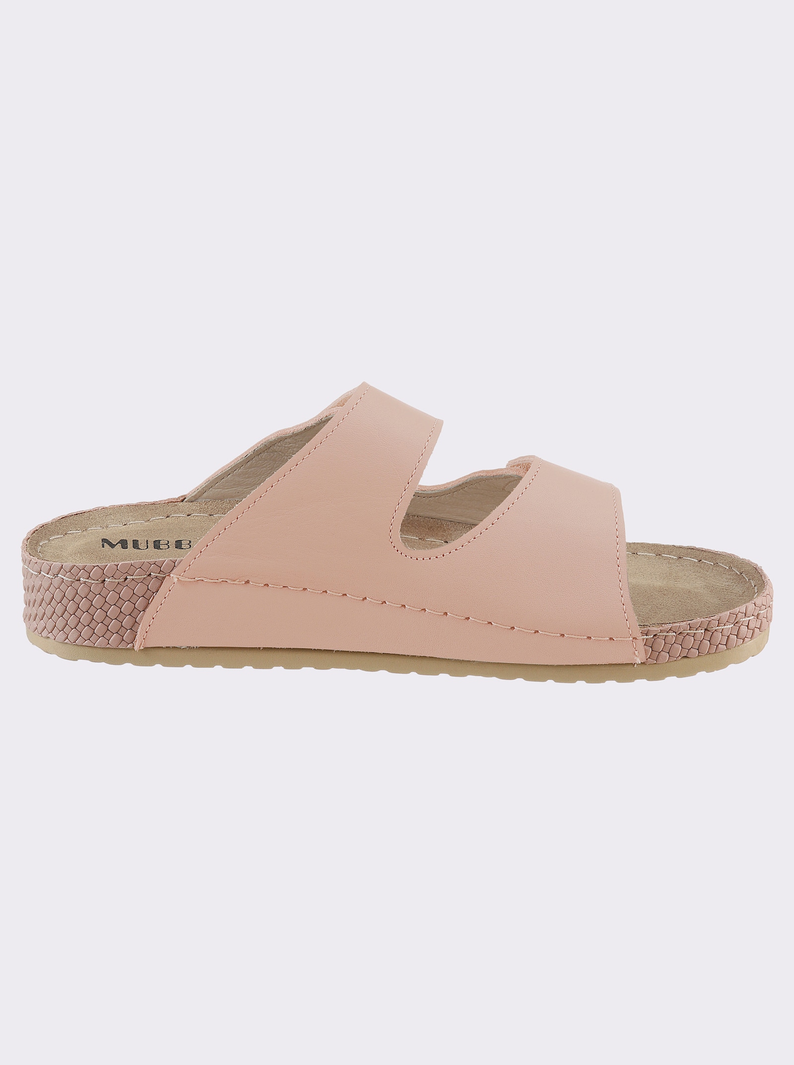 Mubb Pantolette mit Leder-Memory-Fußbett - puder