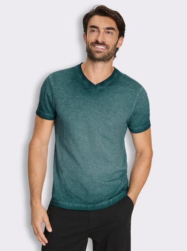 Kurzarmshirt aus reiner Baumwolle - petrol