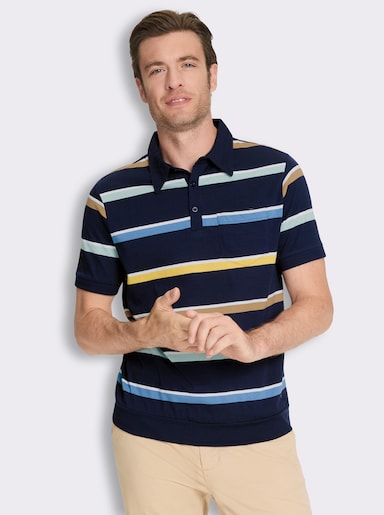 Marco Donati Kurzarmshirt mit garngefärbten Streifen - marine-gestreift