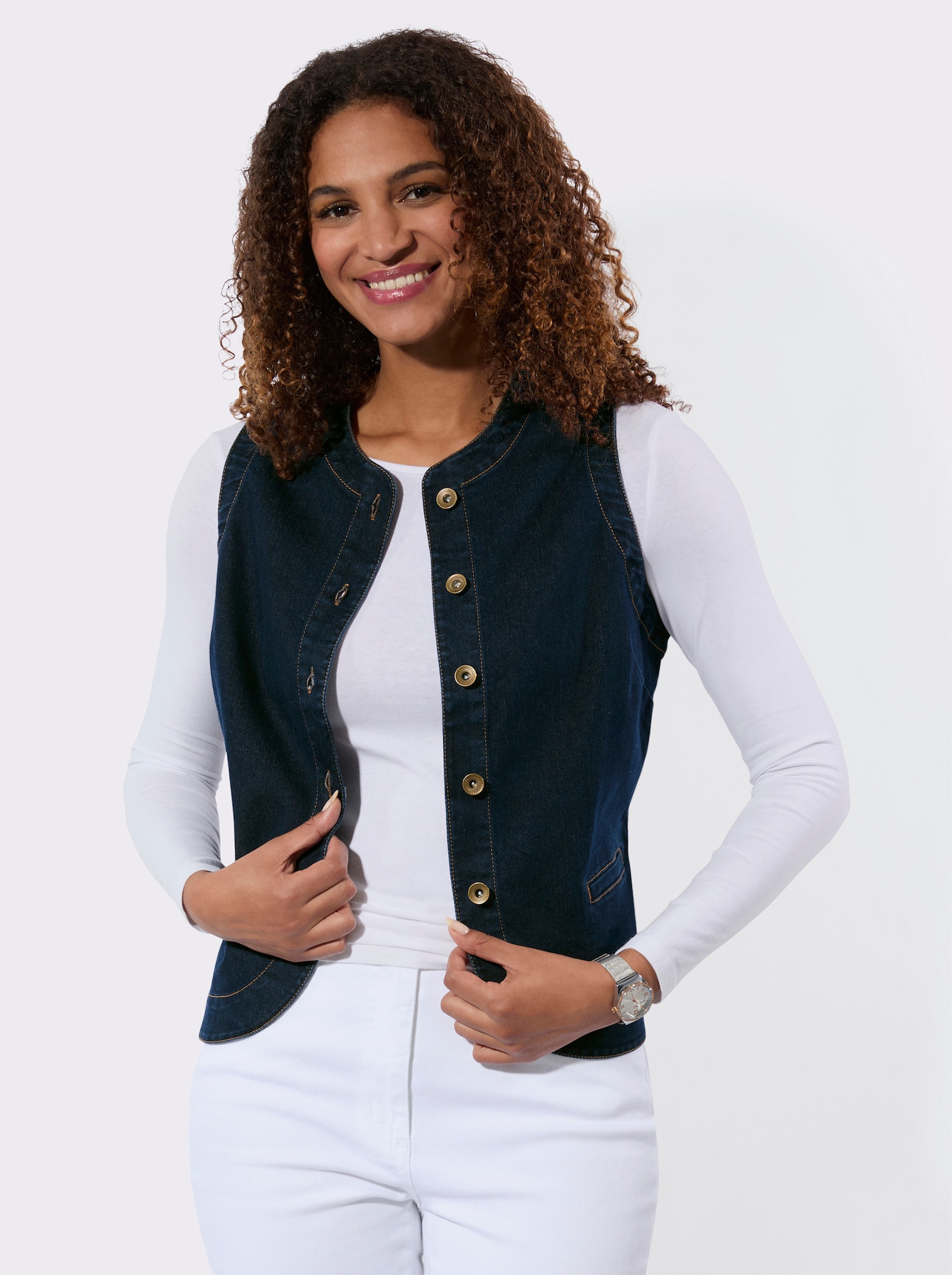 Jeansweste mit Leistentaschen - dark blue