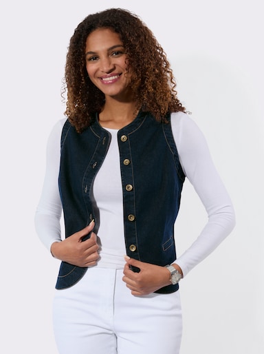 Jeansweste mit Leistentaschen - dark blue