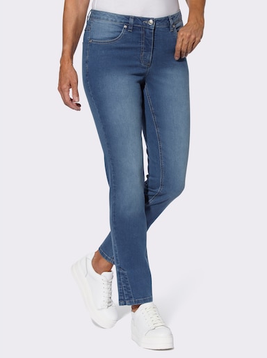Jeans mit Fußschlitzen - blue-stone-washed