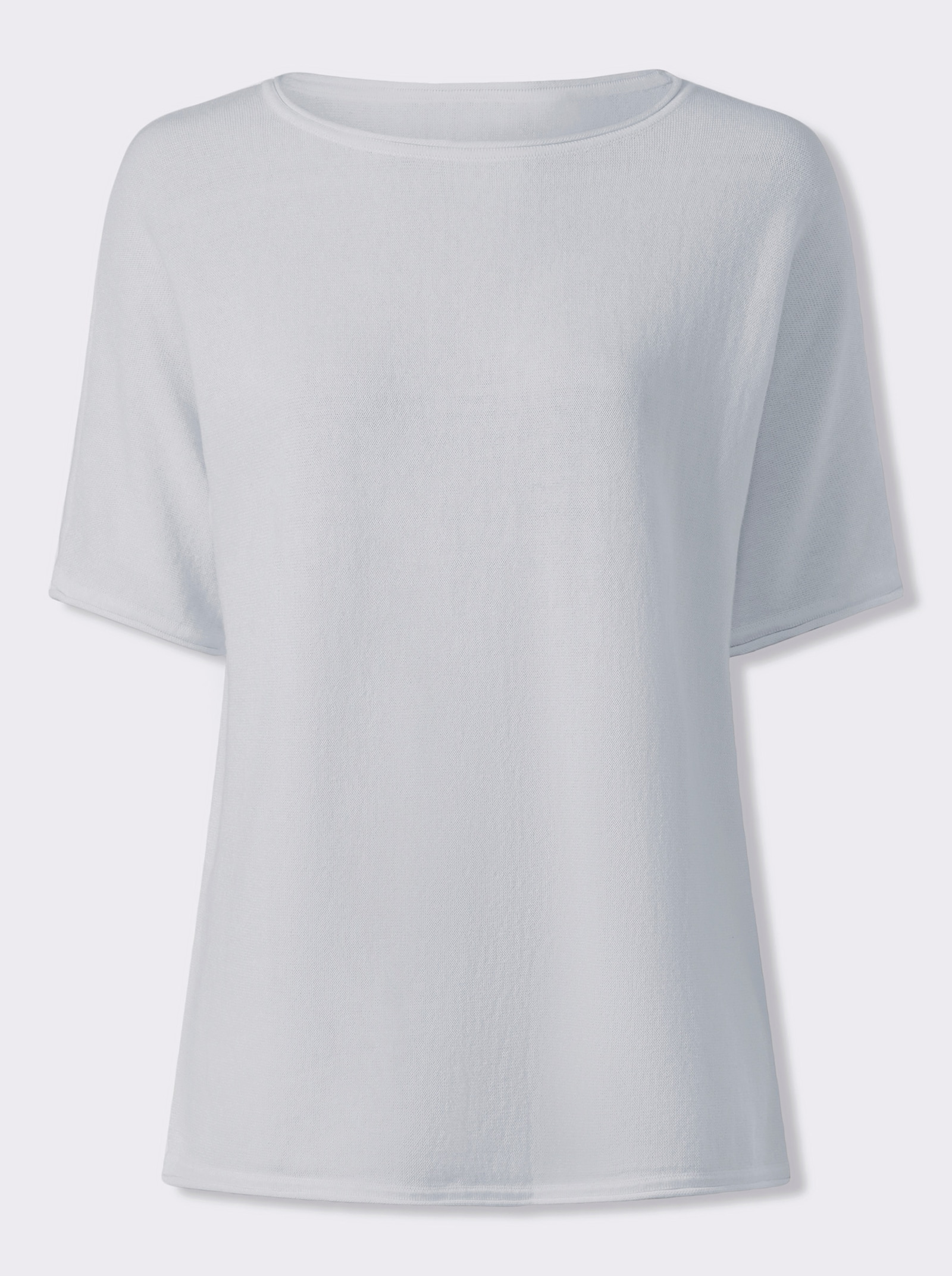 heine Kurzarmpullover mit Rollkanten - hellblau