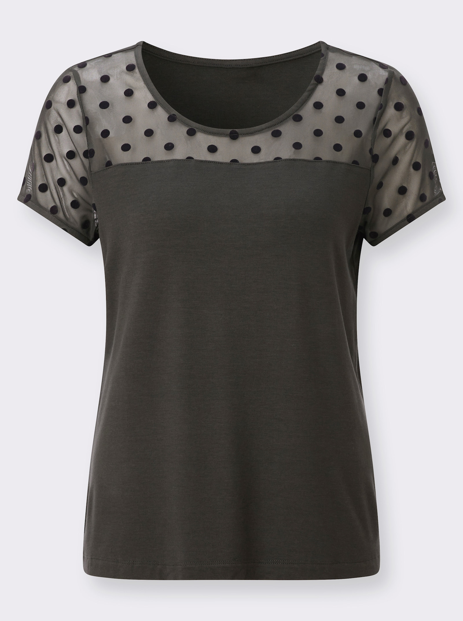Kurzarmshirt mit Flockprint - graphit
