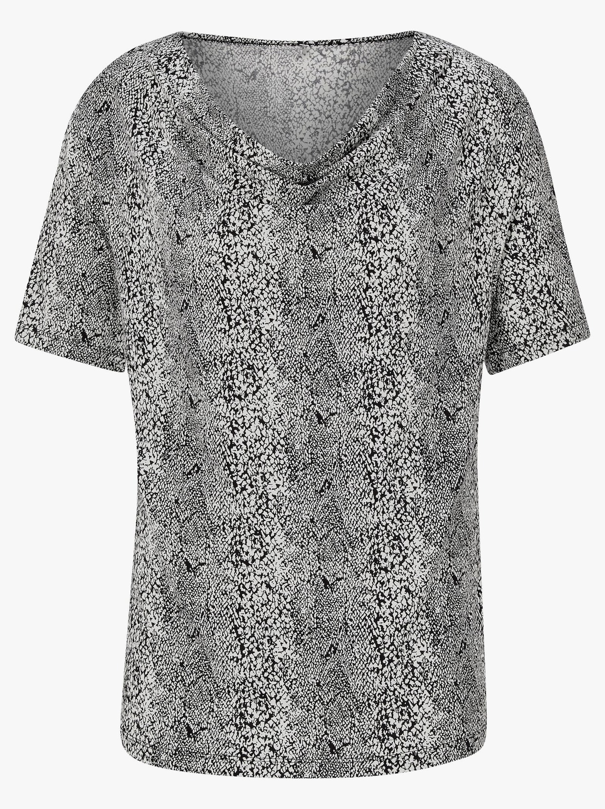 Shirt met cascadehals - zwart/wit geprint