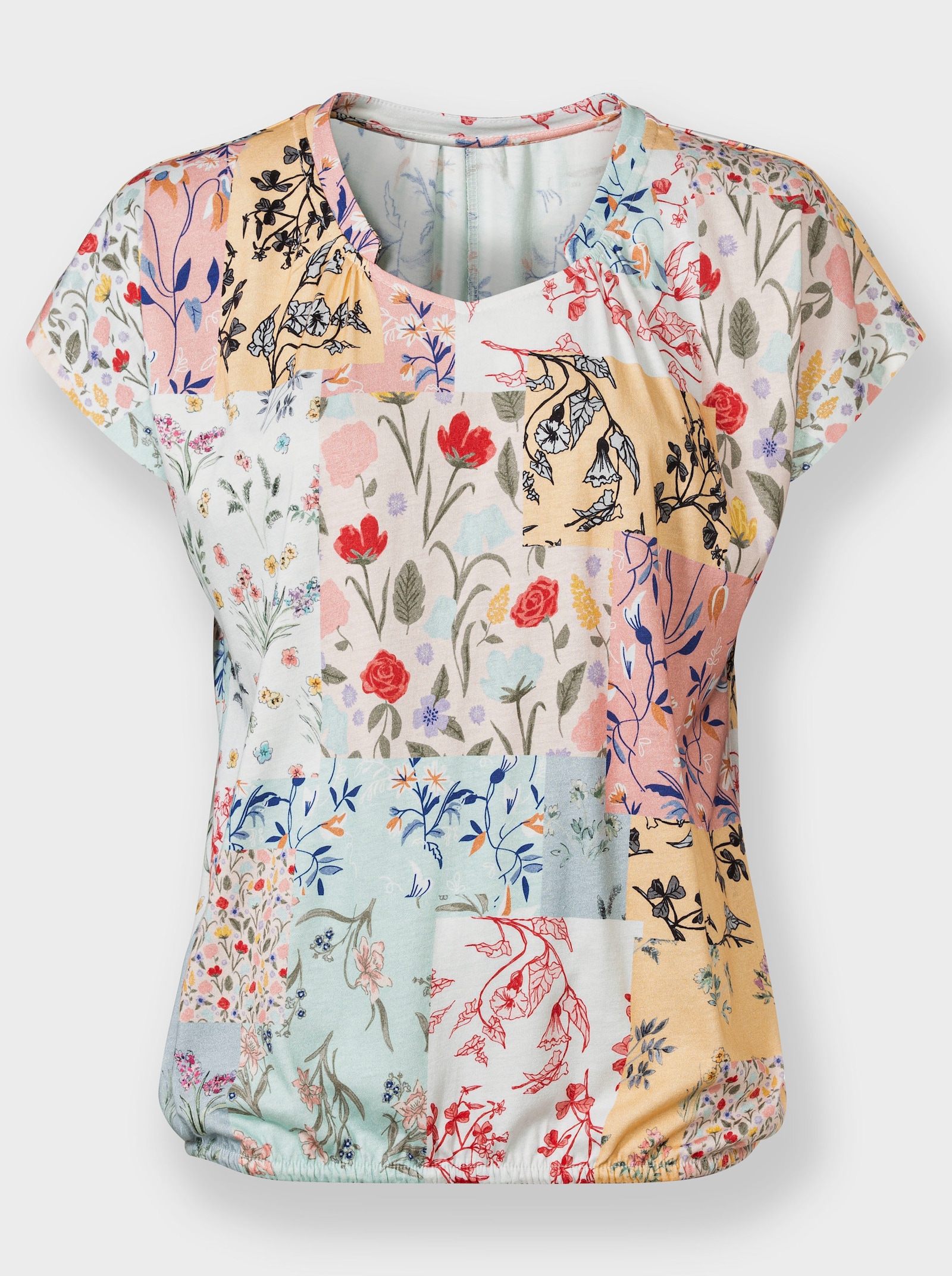Print-Shirt mit Patchwork-Druck - mint-rosé-bedruckt