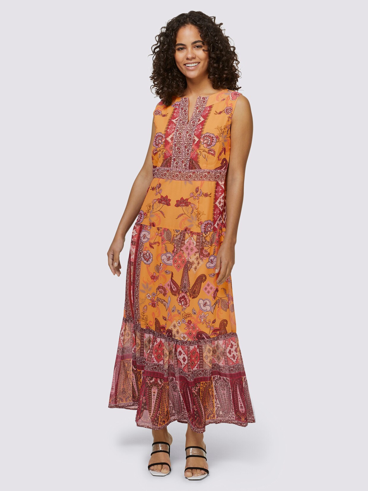 heine Maxikleid - ocker-grapefruit-bedruckt