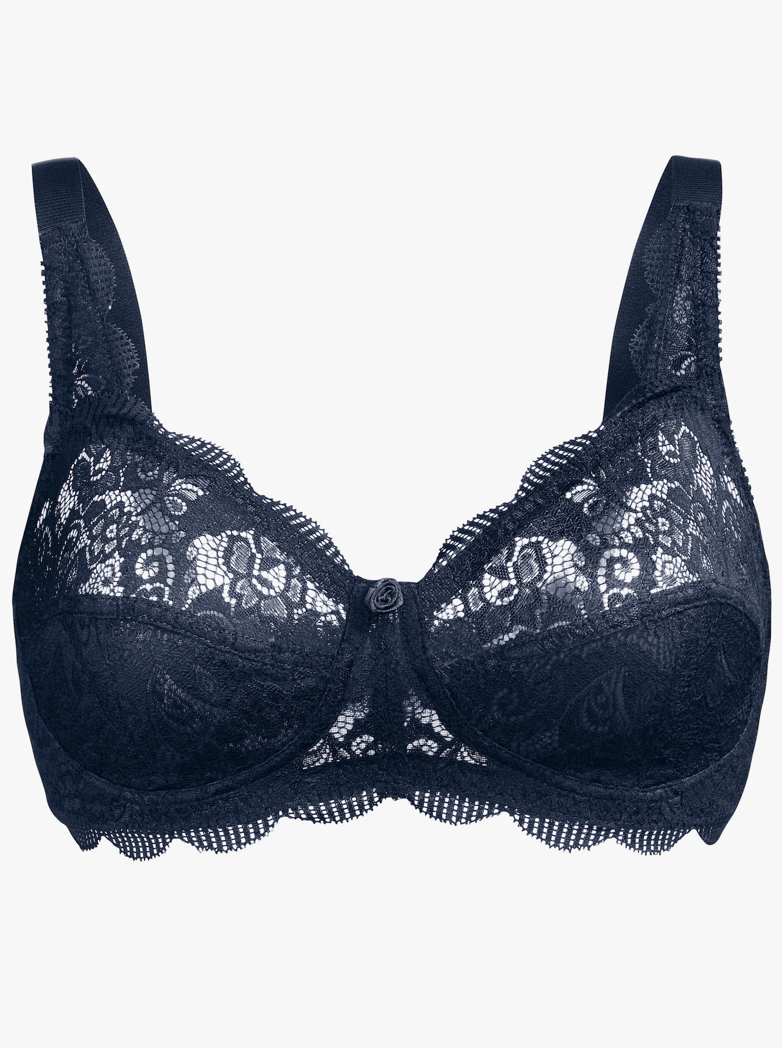 Susa BH ohne Bügel aus elastischer Spitze - weiß + marine