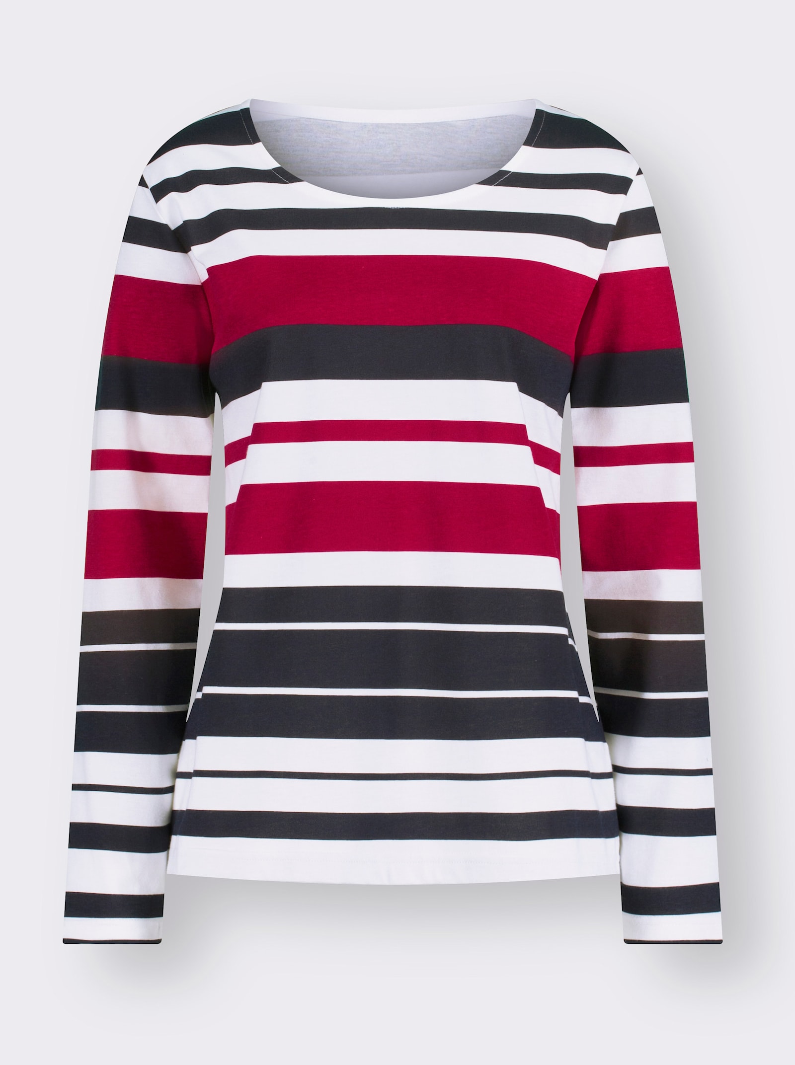 Streifenshirt aus Baumwolle - rot-marine-gestreift