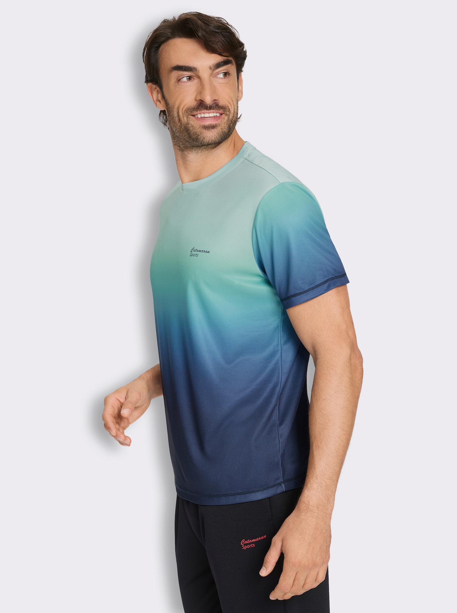 Catamaran Sports Kurzarmshirt mit Farbverlauf - marine-kalkmint