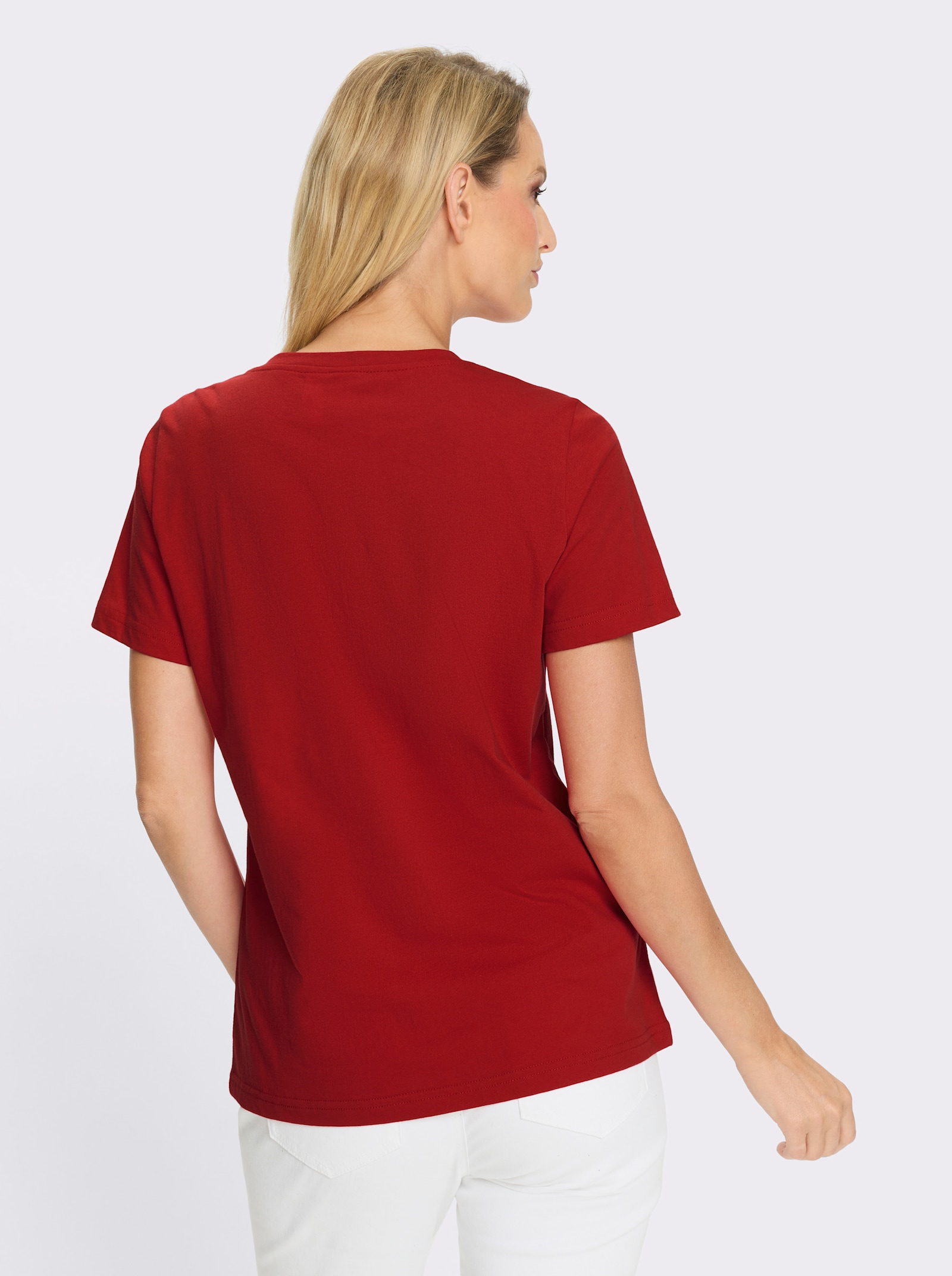 heine T-Shirt mit Glitzersteinchen - rot