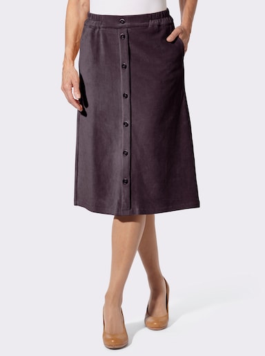 Cordrock mit imitierter Knopfleiste - aubergine