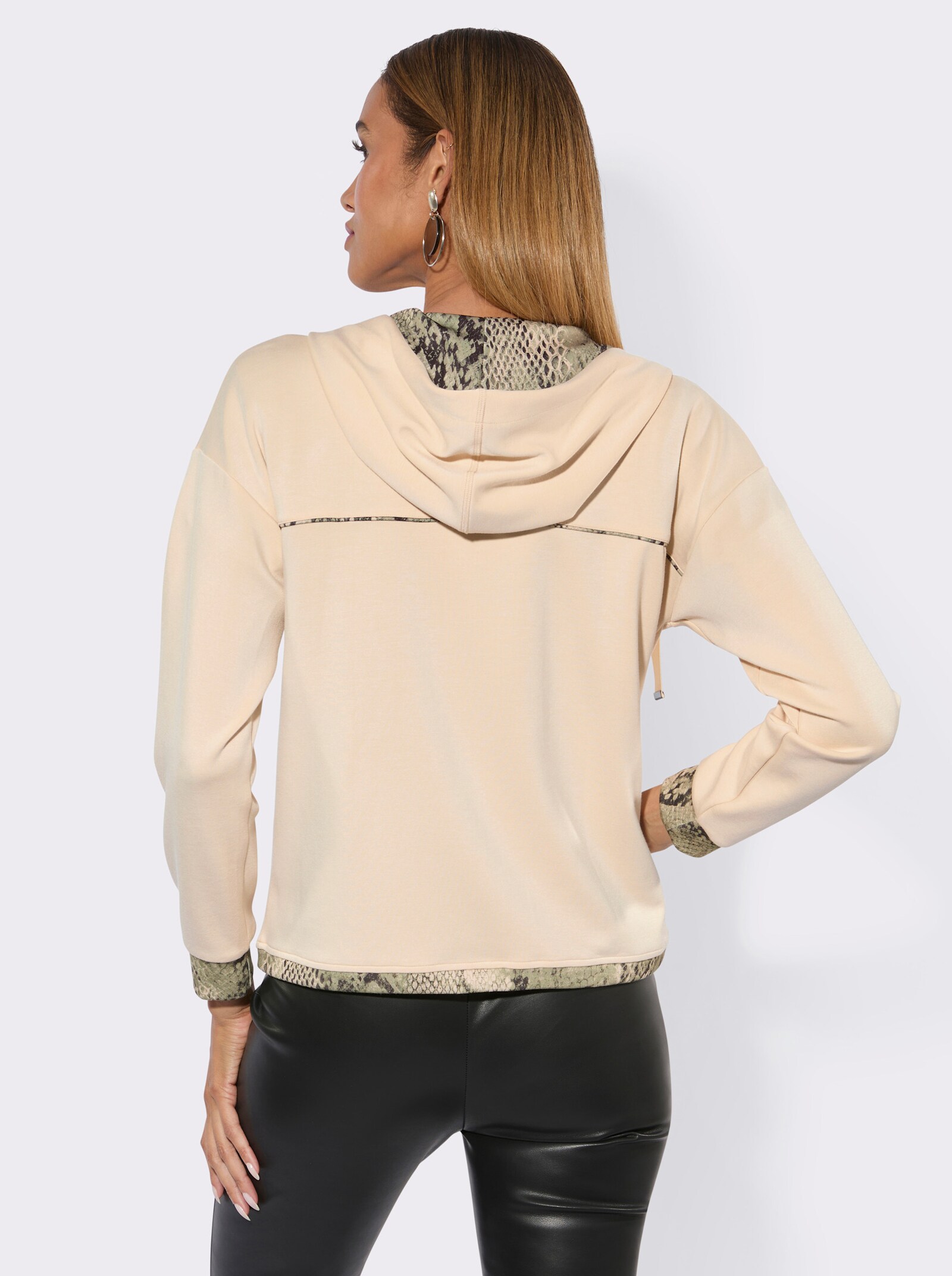 Shirtjacke mit Metallplättchen-Verzierung - elfenbein-graphit