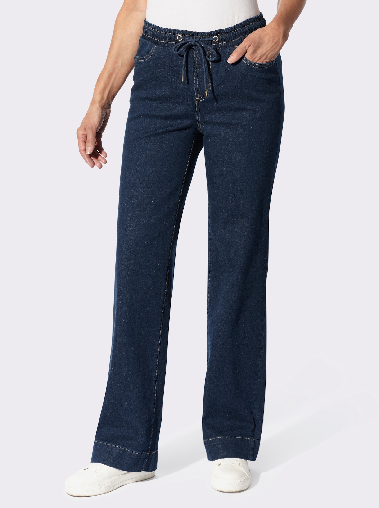 Schlupfjeans mit weitem Bein - dark blue