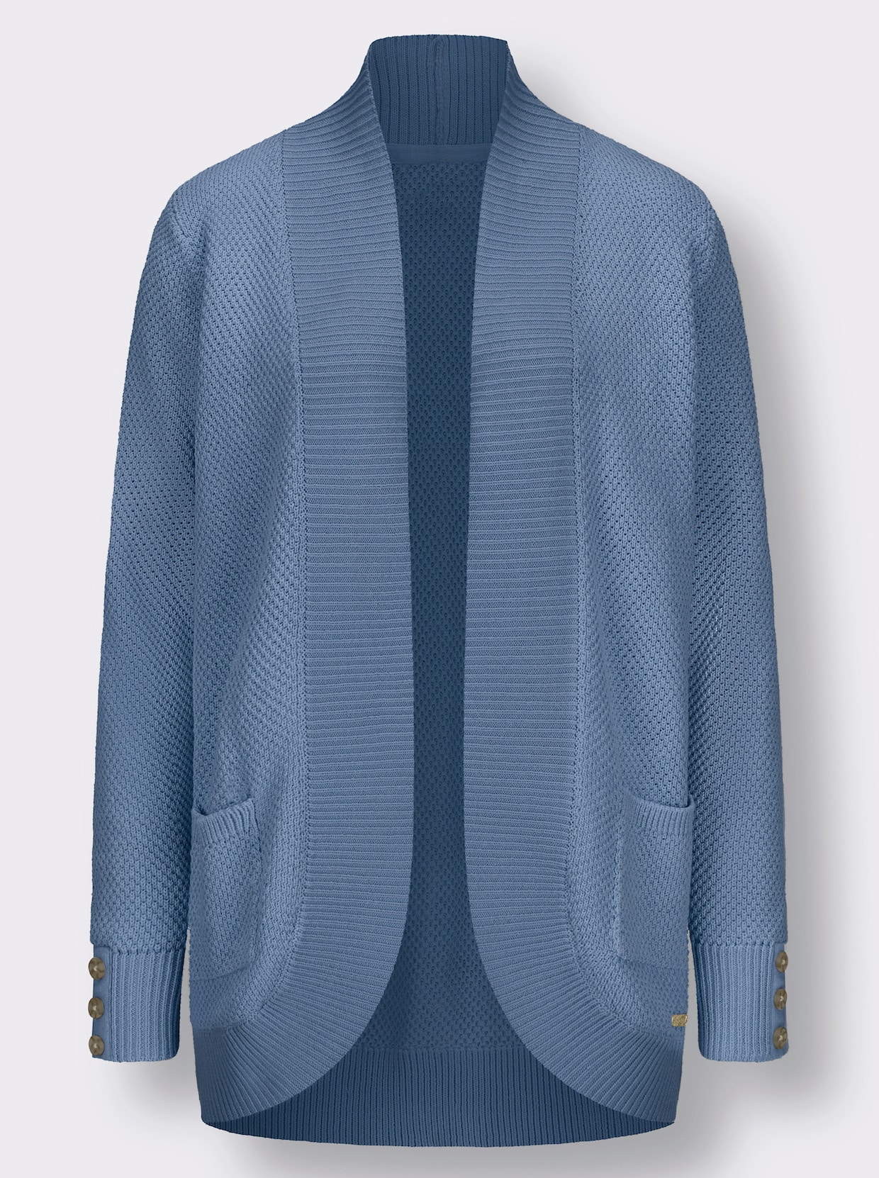 Lang gebreid vest - middenblauw