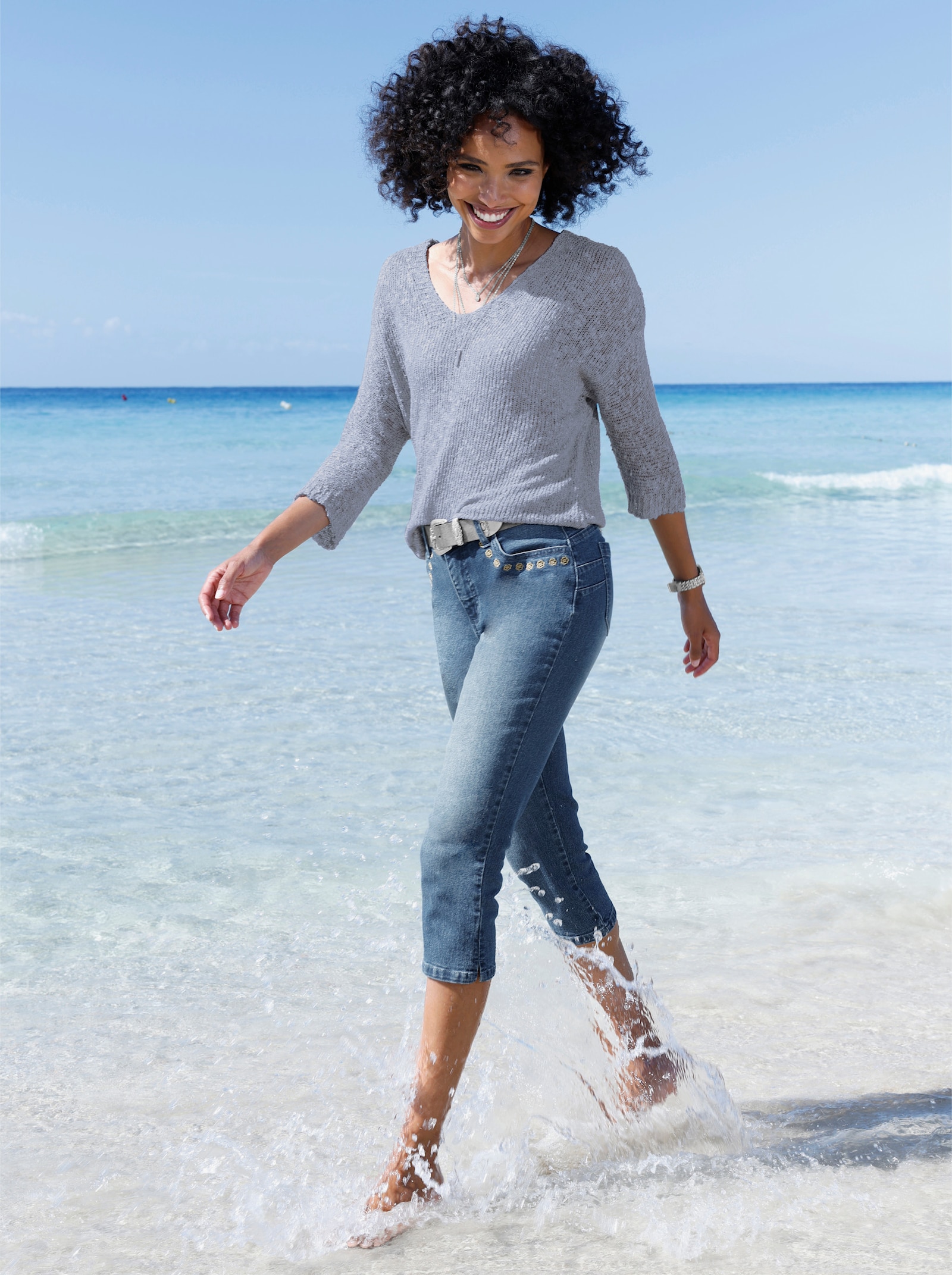 heine Caprijeans mit Push-up-Effekt - blue-stone-washed