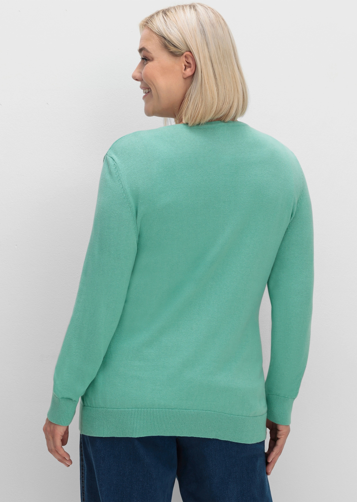 Strickjacke aus reiner Baumwolle - salbei