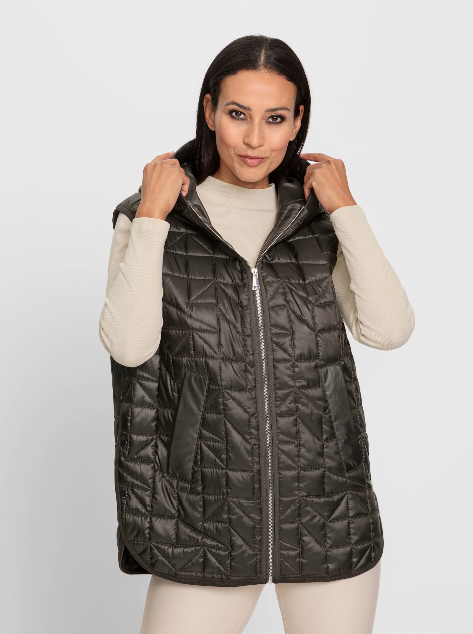 heine Steppweste mit knöpfbaren Seitenschlitzen - graphit