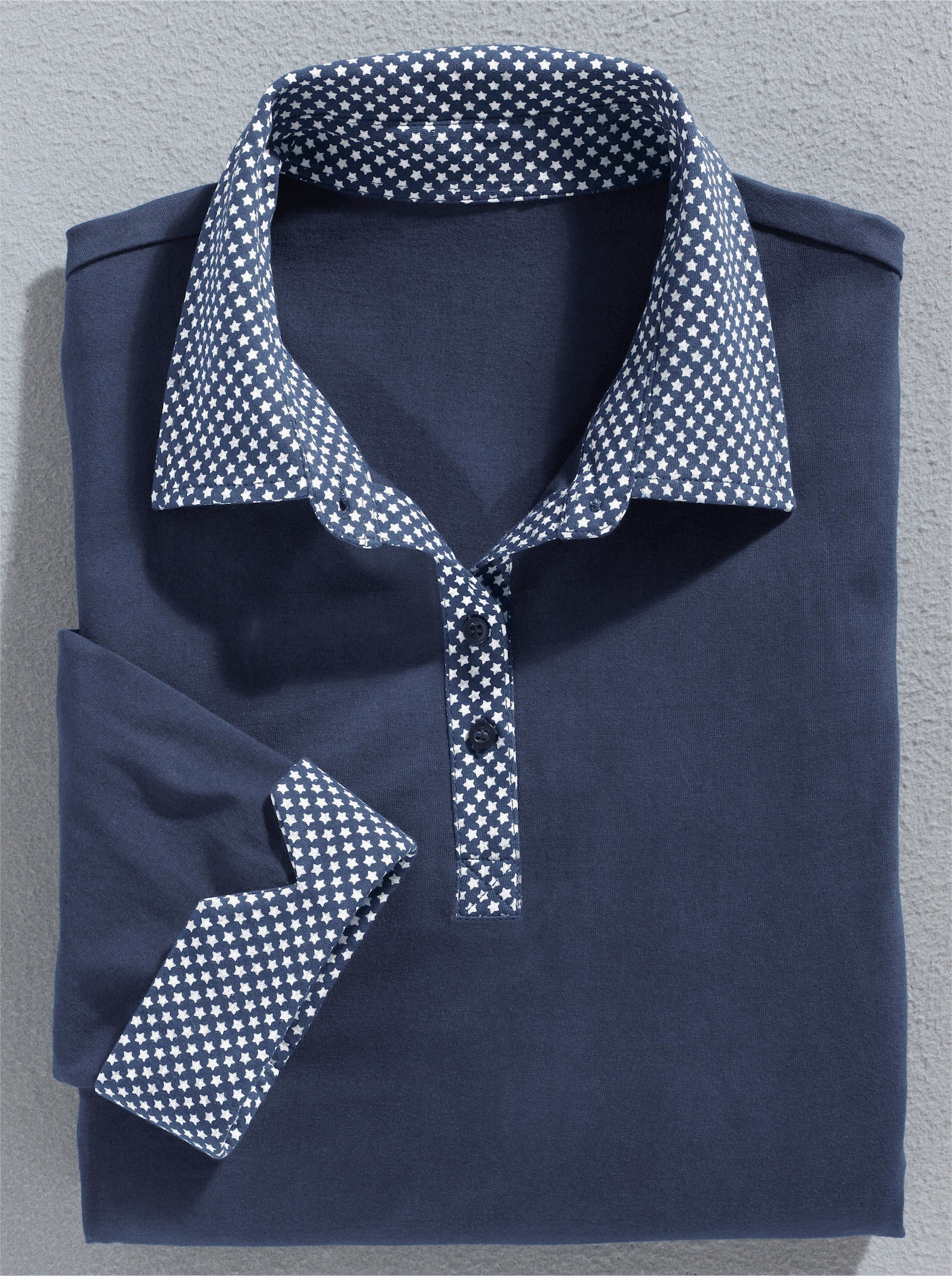 Poloshirt mit Kontrast-Akzenten - marine