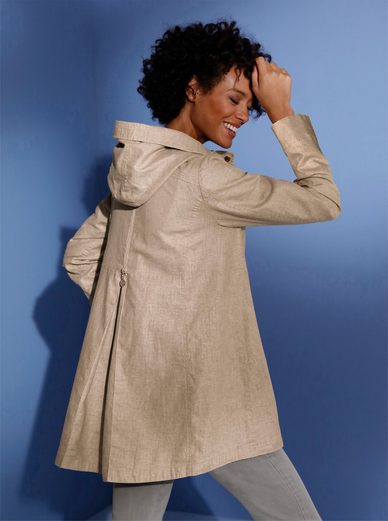 CREATION L PREMIUM Jacke mit 2-Wege-Reißverschluss - sesam